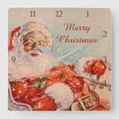 Santas Sleigh Ride Quadratische Wanduhr (Vorderseite)