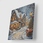Santa's Sleigh Ride Winter Wonderland Clock Quadratische Wanduhr (Winkel)