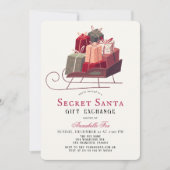 Santa's Sleigh Secret Santa Gift Exchange Urlaub Einladung (Vorderseite)