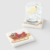 Santa's Sleigh Stone Untersetzer (Seitenansicht)