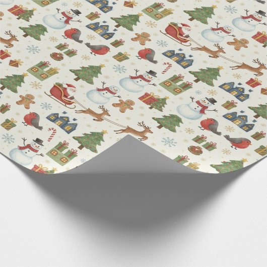 Santa's Sleigh Watercolor Christmas Wrapping Paper Geschenkpapier (Ecke)