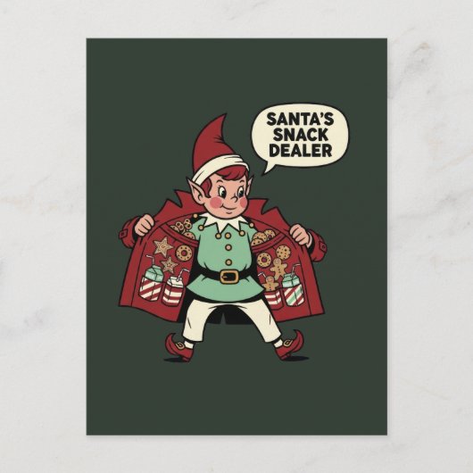 Santa's Snack Dealer Christmas Elf Postkarte (Vorderseite)
