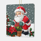 Santa's Snowy Poinsettia Garden Keramikornament (Links)