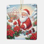 Santa's Snowy Poinsettia Greenhouse Garden Keramikornament (Links)