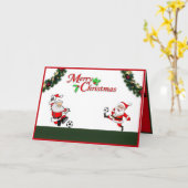 Santas spielt Fußball Weihnachtskarte Karte (Gelbe Blume)