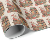 Santas Spielzeugwerkstatt Geschenkpapier (Rolleneckpunkt)