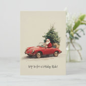 Santas Spritztour im roten Cabrio Feiertagskarte (Stehend Vorderseite)