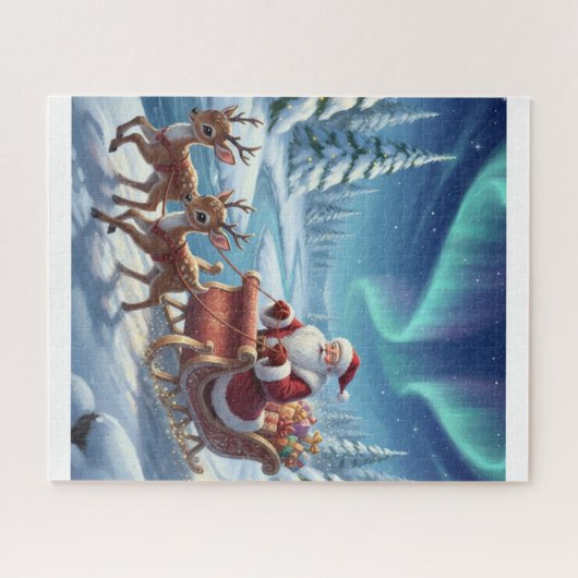 Santa's Starry Ride Through the Arctic Forest Puzzle (Horizontal)