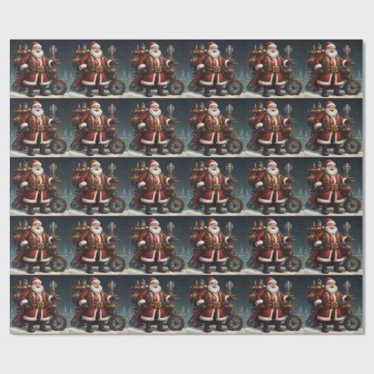 Santa's Steampunk Sleigh Geschenkpapier (Flach)