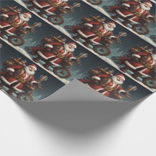 Santa's Steampunk Sleigh Geschenkpapier (Ecke)