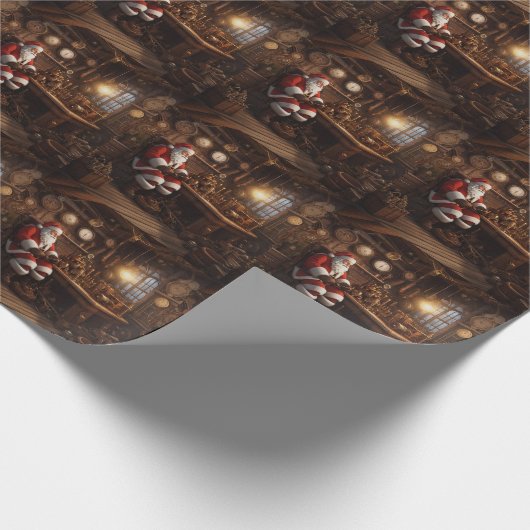 Santa's Steampunk Workshop Geschenkpapier (Ecke)