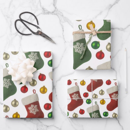Santas Stocking Geschenkpapier Set (Vorderseite)