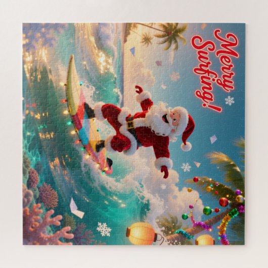 Santa's Summer Surf Adventure Jigsaw Puzzle (Horizontal)