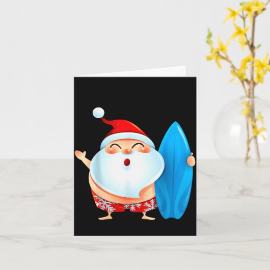 Santa's Surfing, Santa Christmas In July Karte (Gelbe Blume)