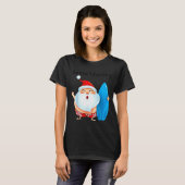 Santa's Surfing, Santa Christmas In July  T-Shirt (Vorne ganz)