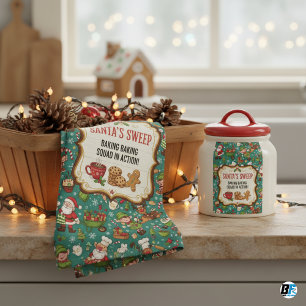 Santas Sweep Backstaffel-Elfen-Rentier-Weihnachten Geschirrtuch