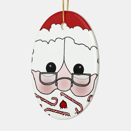 Santa's Sweet Cheeks-Candy Cane Bart Keramik Ornament (Links)