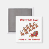 Santa's Team Reindeer Counting Game Christmas Eve Magnet (Vorderseite/Rückseite)