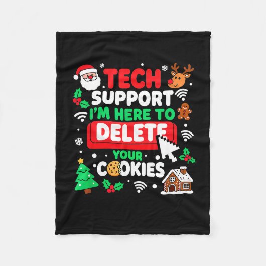 Santa's Tech-Support beim Neustart des Weihnachtsc Fleecedecke (Vorderseite)