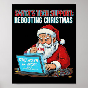 Santas Tech-Support startet Weihnachten lustig neu Poster
