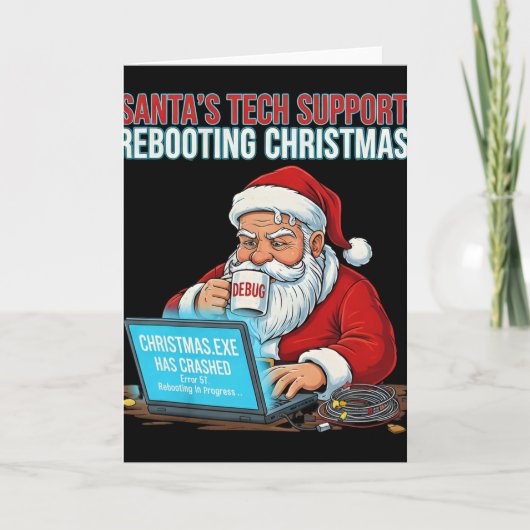 Santas Tech-Support startet Weihnachten neu Funny Karte (Vorderseite)
