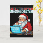 Santas Tech-Support startet Weihnachten neu Funny Karte (Gelbe Blume)