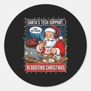 Santas Tech-Support_ Weihnachten neu starten Lusti Runder Aufkleber