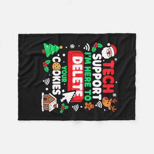 Santa's Tech Suprt Rebooting Christmas Computer Me Fleecedecke (Vorderseite (Horizontal))