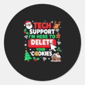 Santa's Tech Suprt Rebooting Christmas Computer Me Runder Aufkleber (Vorderseite)