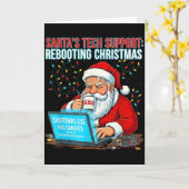Santa's Tech Suprt_ Rebooting Christmas Funny Karte (Gelbe Blume)