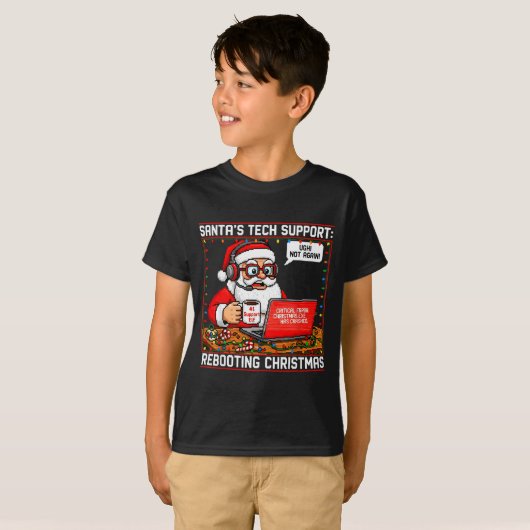 Santa's Tech Suprt_ Rebooting Christmas Funny  T-Shirt (Vorne ganz)