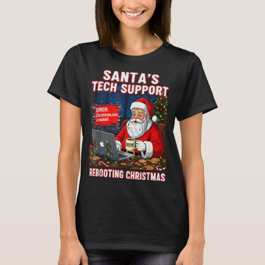 Santa's Tech Suprt_ Rebooting Christmas Funny  T-Shirt (Vorderseite)