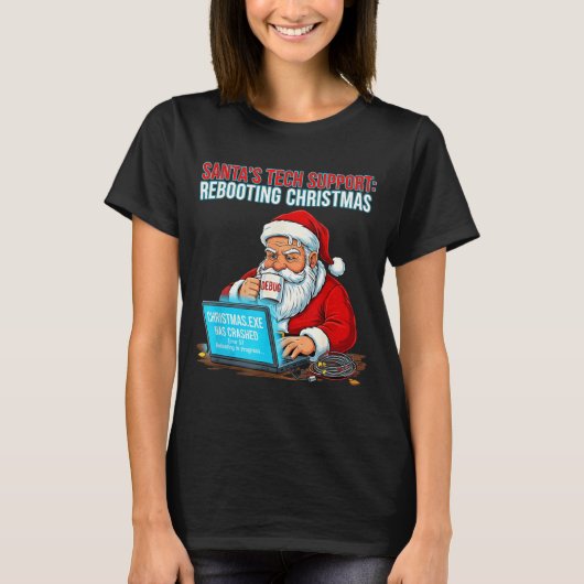 Santa's Tech Suprt_ Rebooting Christmas Funny  T-Shirt (Vorderseite)