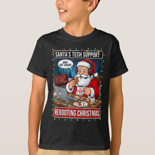Santa's Tech Suprt_ Rebooting Christmas Funny  T-Shirt (Vorderseite)