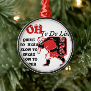 Santas To-Do-Liste-Kollektion. Silbernes Ornament