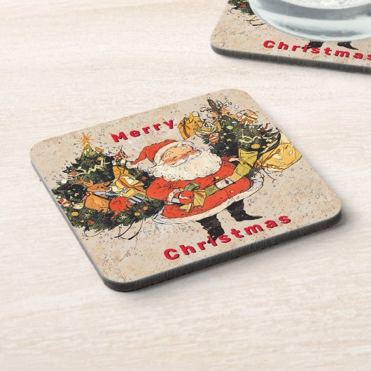Santa's Trees - Weihnachten Getränkeuntersetzer (Linke Seite)