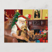 Santas Two Airedales Feiertagspostkarte (Vorderseite)