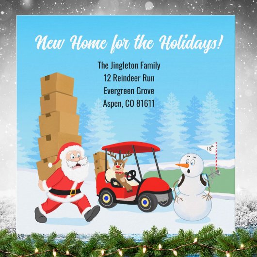 Santas Umzugskartons mit Rentieren auf dem Golfpla Ankündigung