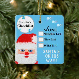 Santas unartige nette Liste Name Keramikornament