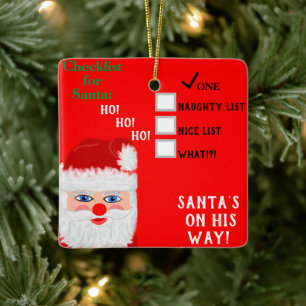 Santas unartige nette Liste Name Keramikornament