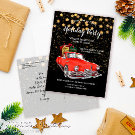 Santas Vintag Red Car Weihnachtsfeierlichkeiten Pa Postkarte