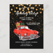 Santas Vintag Red Car Weihnachtsfeierlichkeiten Pa Postkarte (Vorderseite)