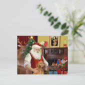 Santa's Vizsla Feiertagspostkarte (Stehend Vorderseite)