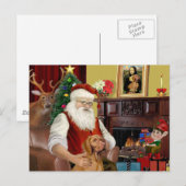 Santa's Vizsla Feiertagspostkarte (Vorne/Hinten)