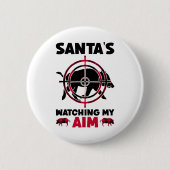 Santa's Watching My Aim - Boar Hog Hunting Button (Vorderseite)
