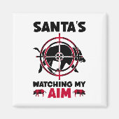 Santa's Watching My Aim - Boar Hog Hunting Magnet (Vorne)