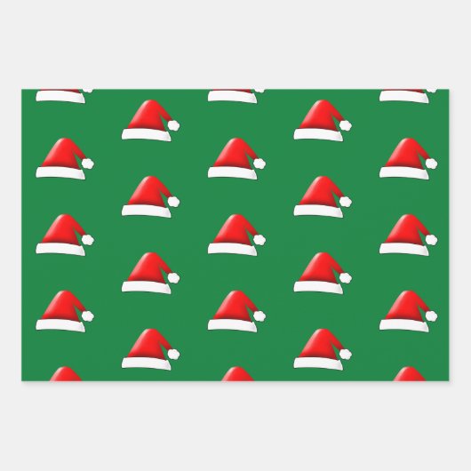 Santas Weihnachtsstrohmuster in Rot und Grün Geschenkpapier Set (Vorderseite 2)