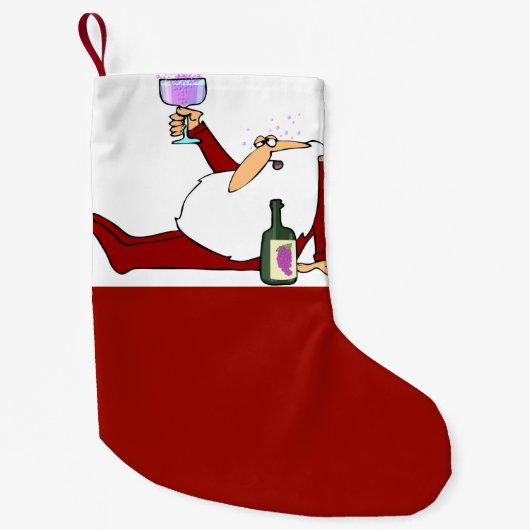 Santas Wein Weihnachtswein Strumpf Kleiner Weihnachtsstrumpf (Vorderseite)
