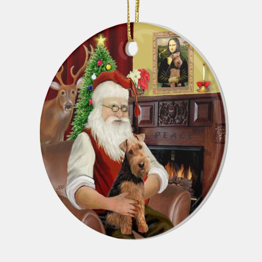 Santas Welsh Terrier Keramik Ornament (Links)