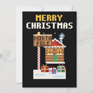 Santa's Werkstatt Pixel Art Weihnachtskarte Feiertagskarte